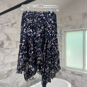 Isabel Marant Black Floral Asymmetrical Handkerchief Skirt